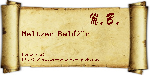Meltzer Balár névjegykártya